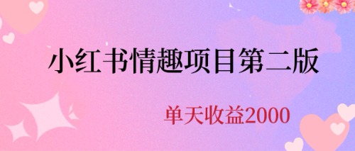 最近爆火小红书情趣项目第二版，每天2000+-91网创