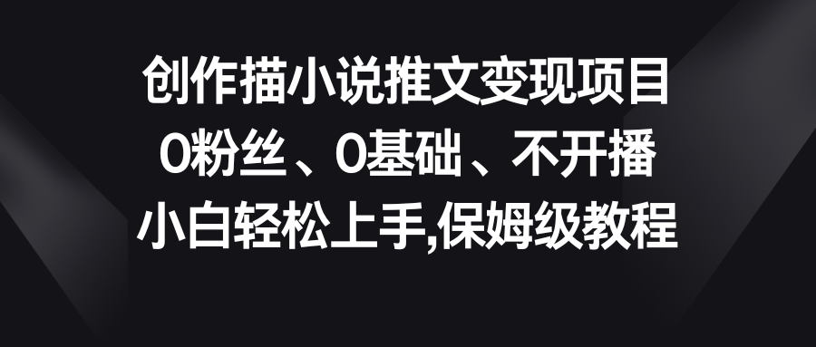 小说推文变现项目，0粉丝、0基础、不开播、小白轻松上手，保姆级教程-91网创