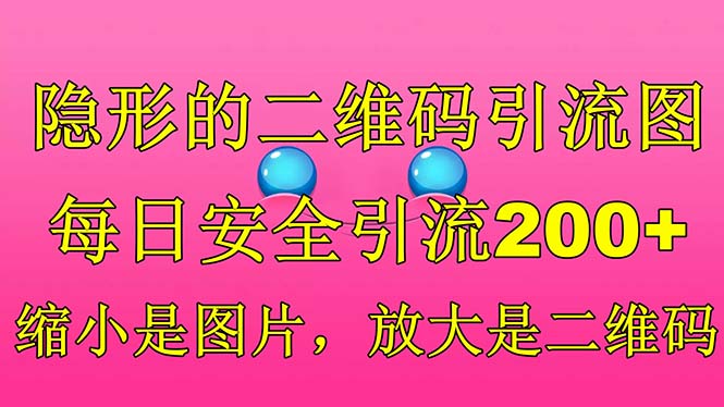 隐形的二维码引流图，缩小是图片，放大是二维码，每日安全引流200+-91网创