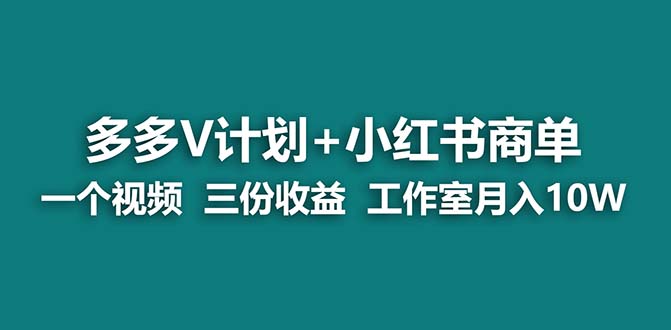 【蓝海项目】多多v计划+小红书商单 一个视频三份收益 工作室月入10w-91网创
