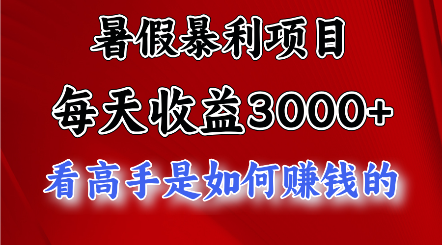 暑假暴利项目，每天收益3000+ 努努力能达到5000+，暑假大流量来了-91网创