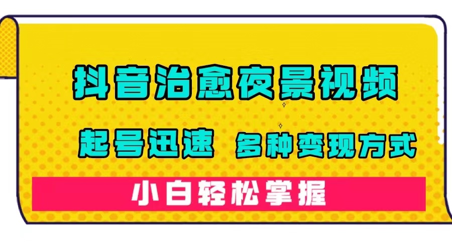抖音治愈系夜景视频，起号迅速，多种变现方式，小白轻松掌握（附120G素材）-91网创