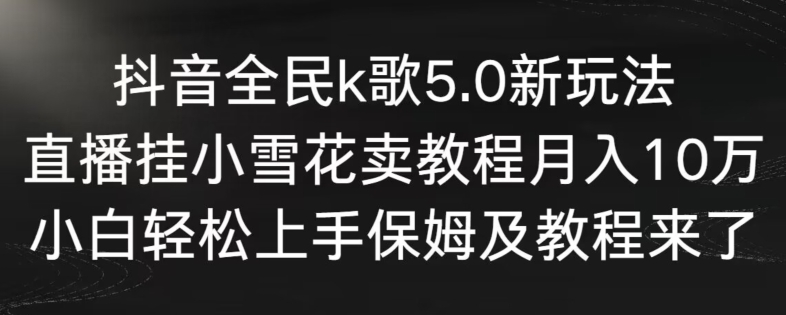 抖音全民k歌5.0新玩法，直播挂小雪花卖教程月入10万，小白轻松上手，保姆及教程来了-91网创