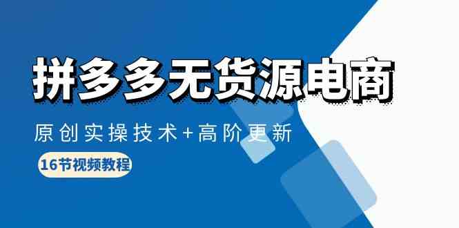（10015期）拼多多无货源电商，原创实操技术+高阶更新（16节视频教程）-91网创