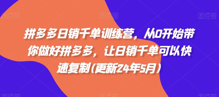 拼多多日销千单训练营，从0开始带你做好拼多多，让日销千单可以快速复制(更新24年5月)-91网创