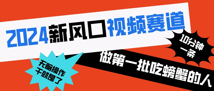 2024新风口视频赛道 做第一批吃螃蟹的人 10分钟一条原创视频 小白无脑操作1-91网创